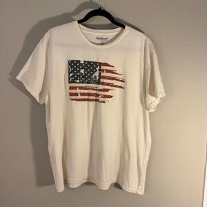 Ralph Lauren Cream T-Shirt with Flag Graphic